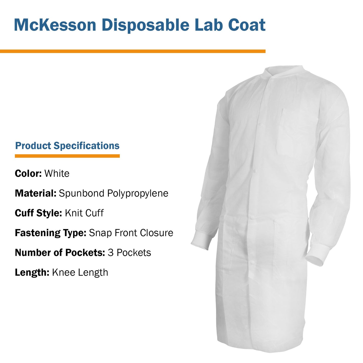 COAT, LAB KNITCUFF LF WHT SM/MED