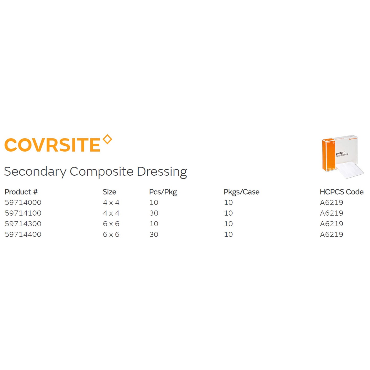 DRESSING, COVRSITE 4"X4"
