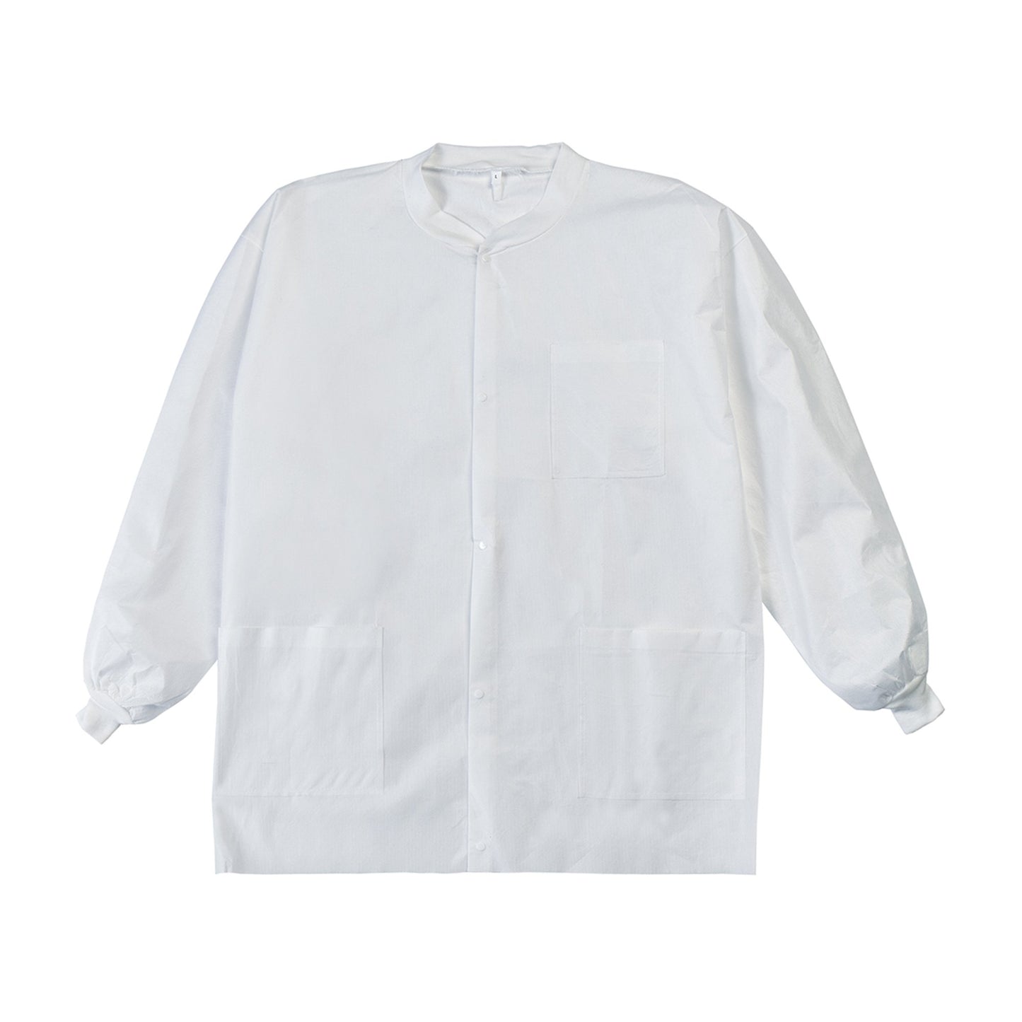 COAT, LAB LABMATES 3PCKT KNITCOLLAR CUFFS WHT SM