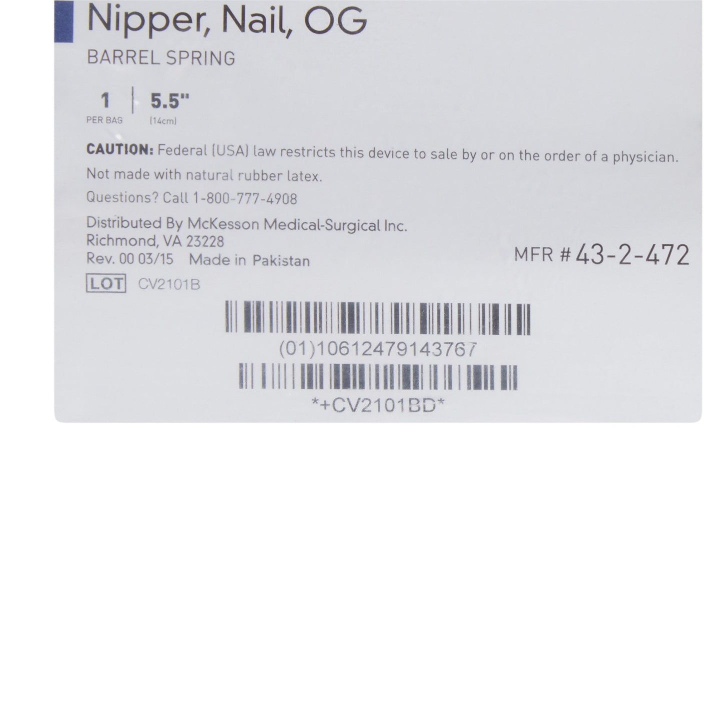 NIPPER, NAIL OG BARREL SPRNG 51/2" MGM43