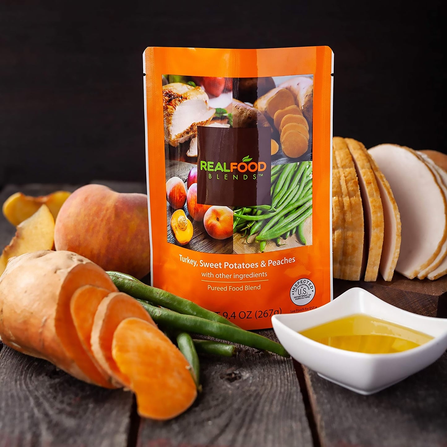 ENTERAL FEEDING, TURKEY/ SWEETPOTATOES & PEACHES