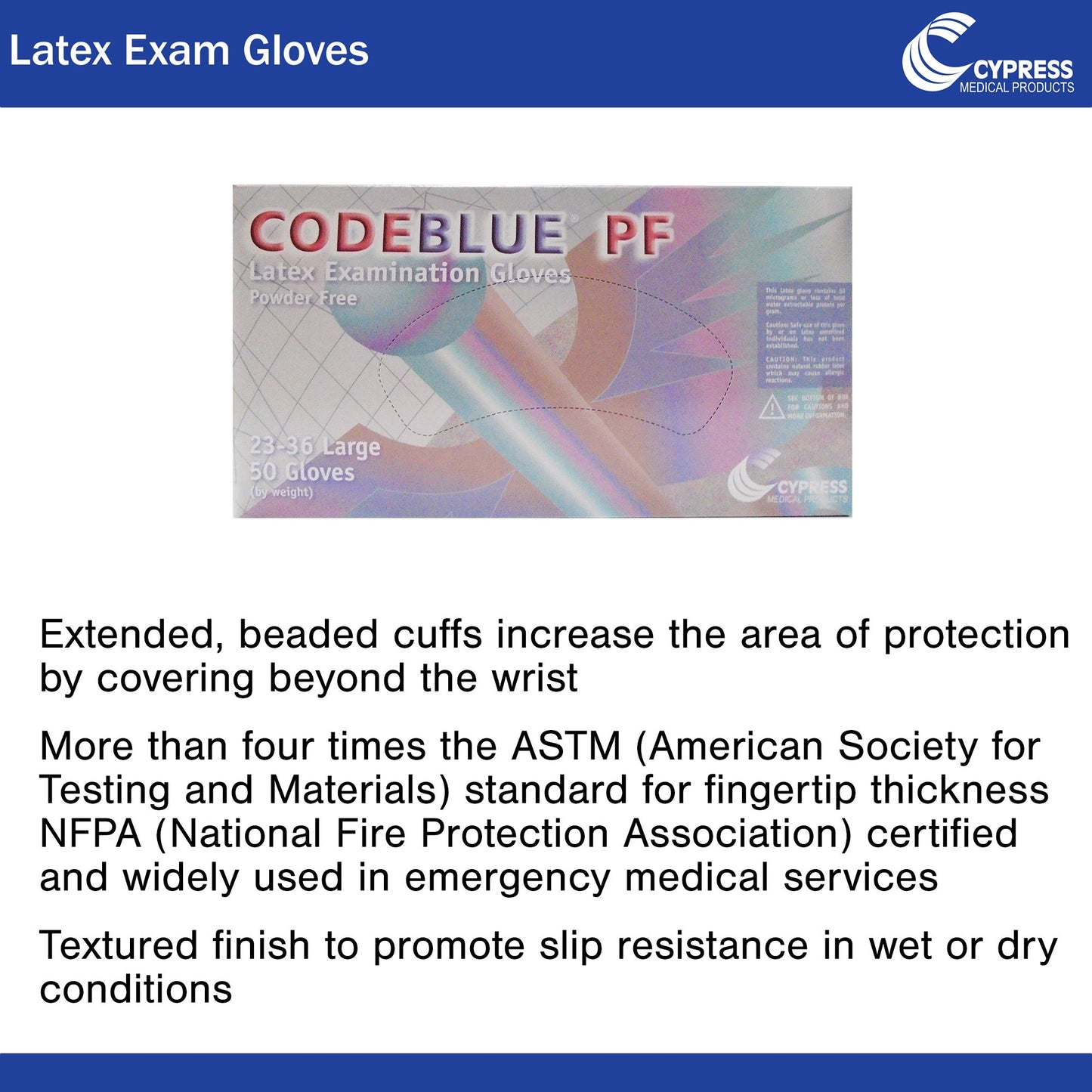 GLOVE, EXAM LTX LG N/S EXTCF CODEBLUE