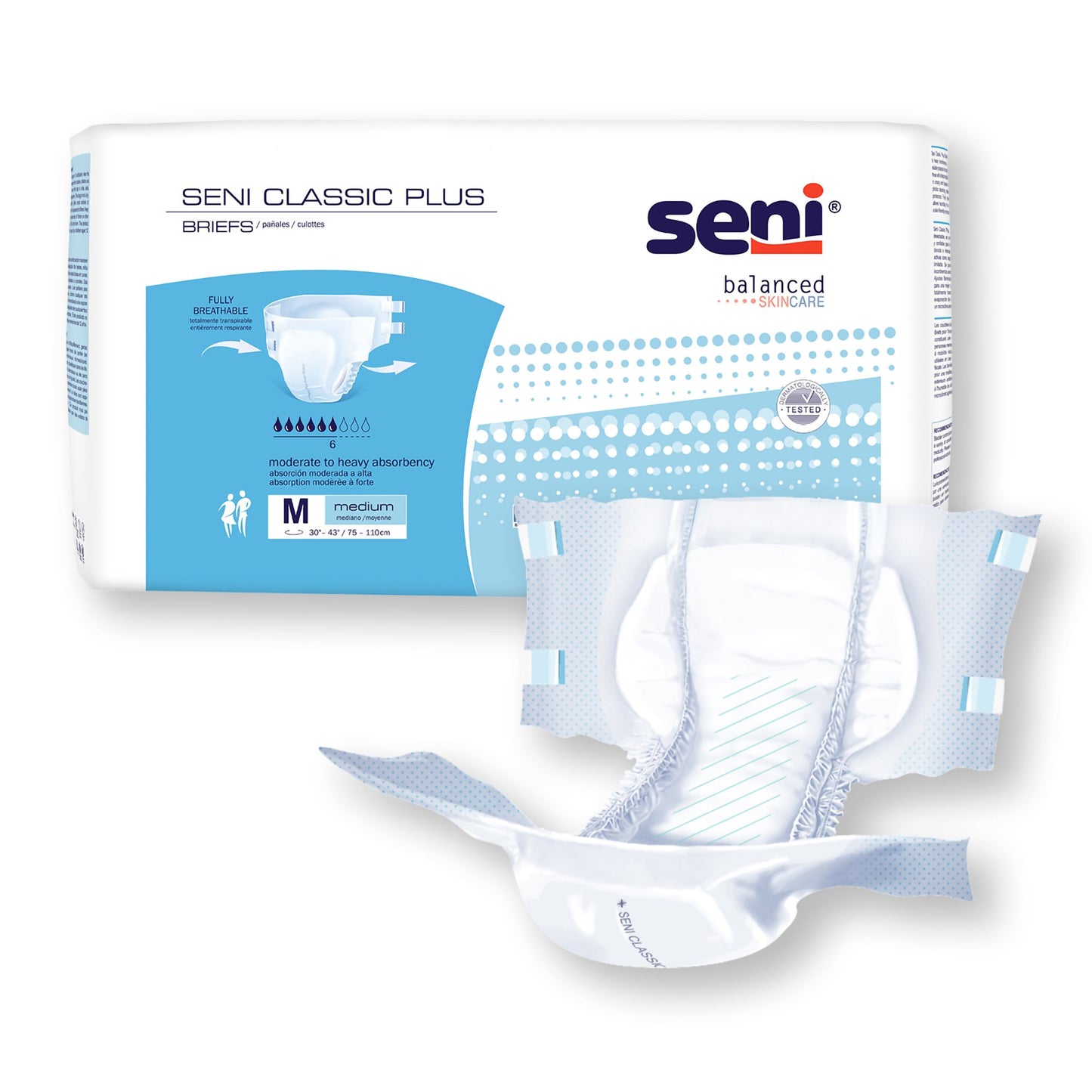 BRIEF, INCONT SENI CLASSIC PLUS MED 30"-43"