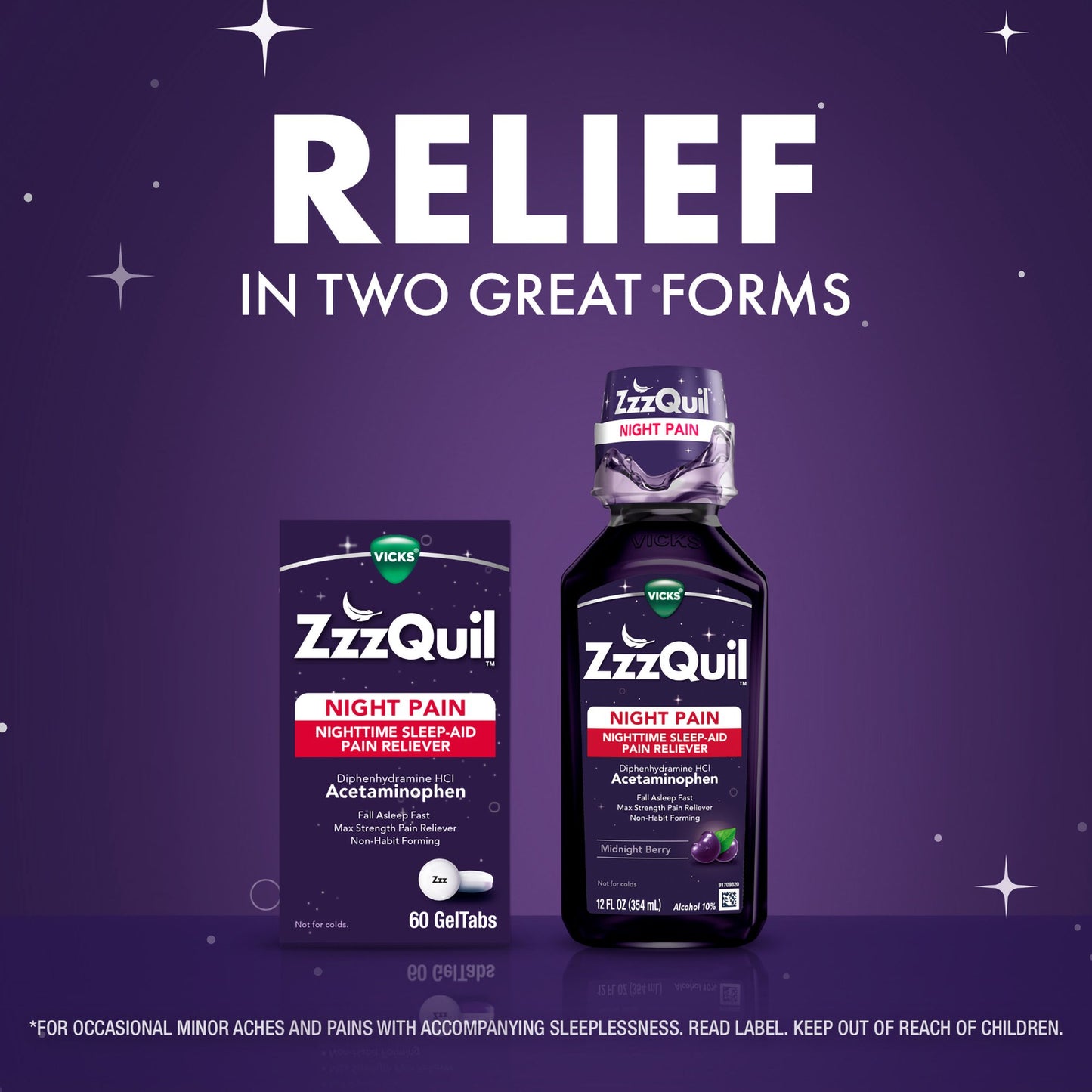 VICKS, LIQ NIGHTTIME SLEEP-AIDPAIN MIDNIGHT BERRY 12OZ