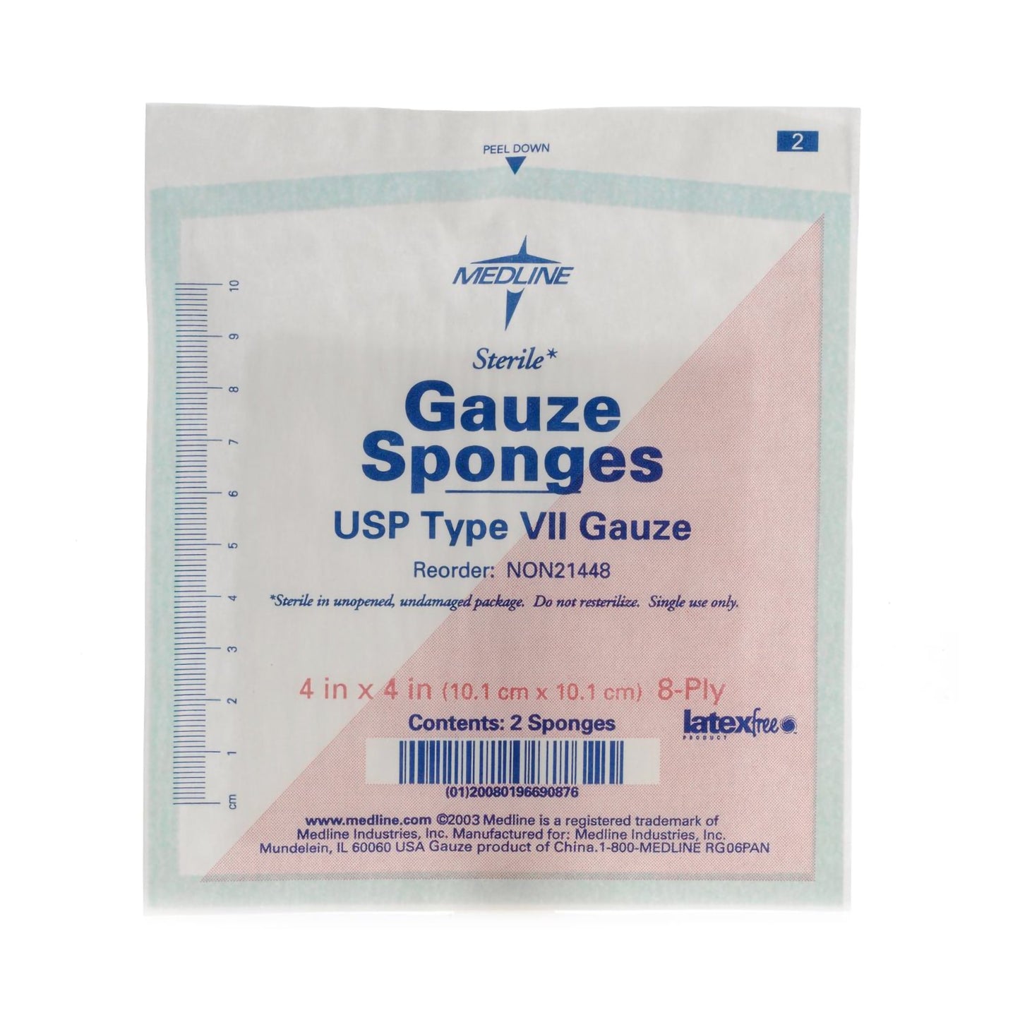 SPONGE, GAUZE 8PLY STR LF 4"X4"