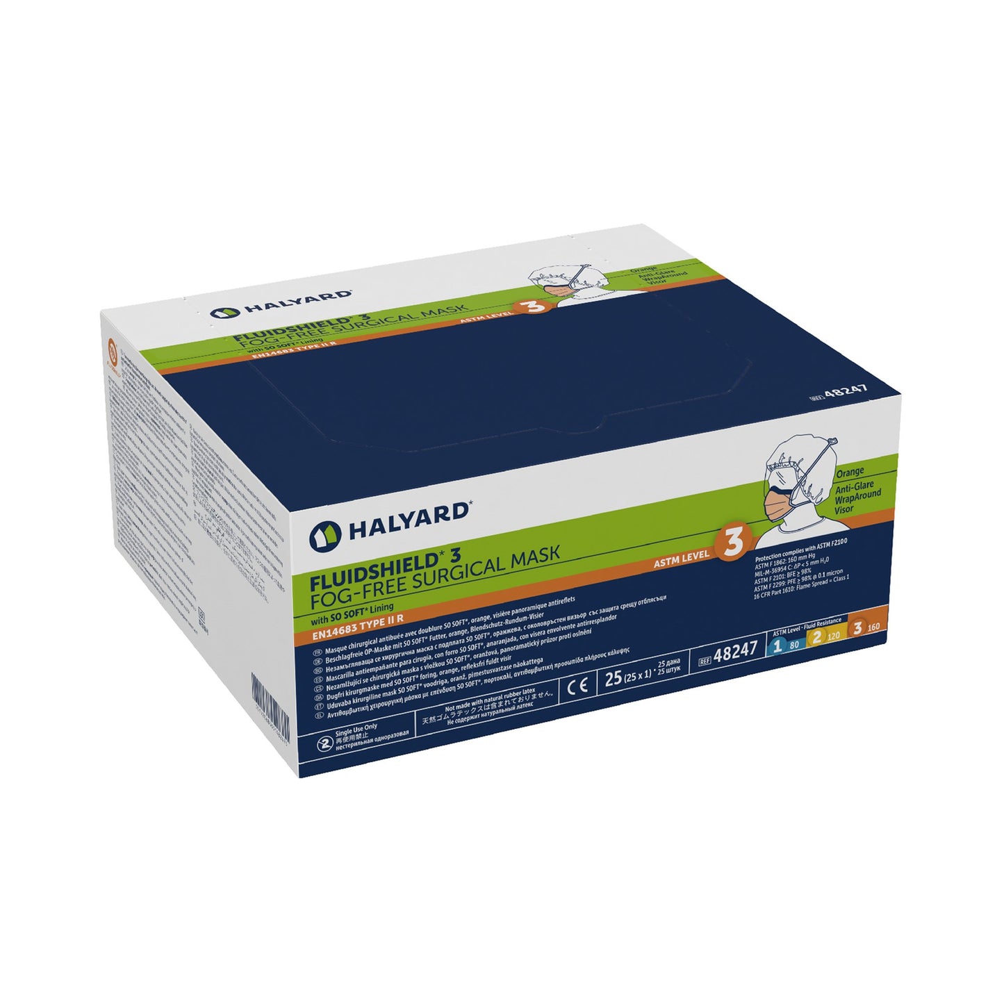 MASK, SURG W/EYESHLD TIES ASTM3 ANTIFOG