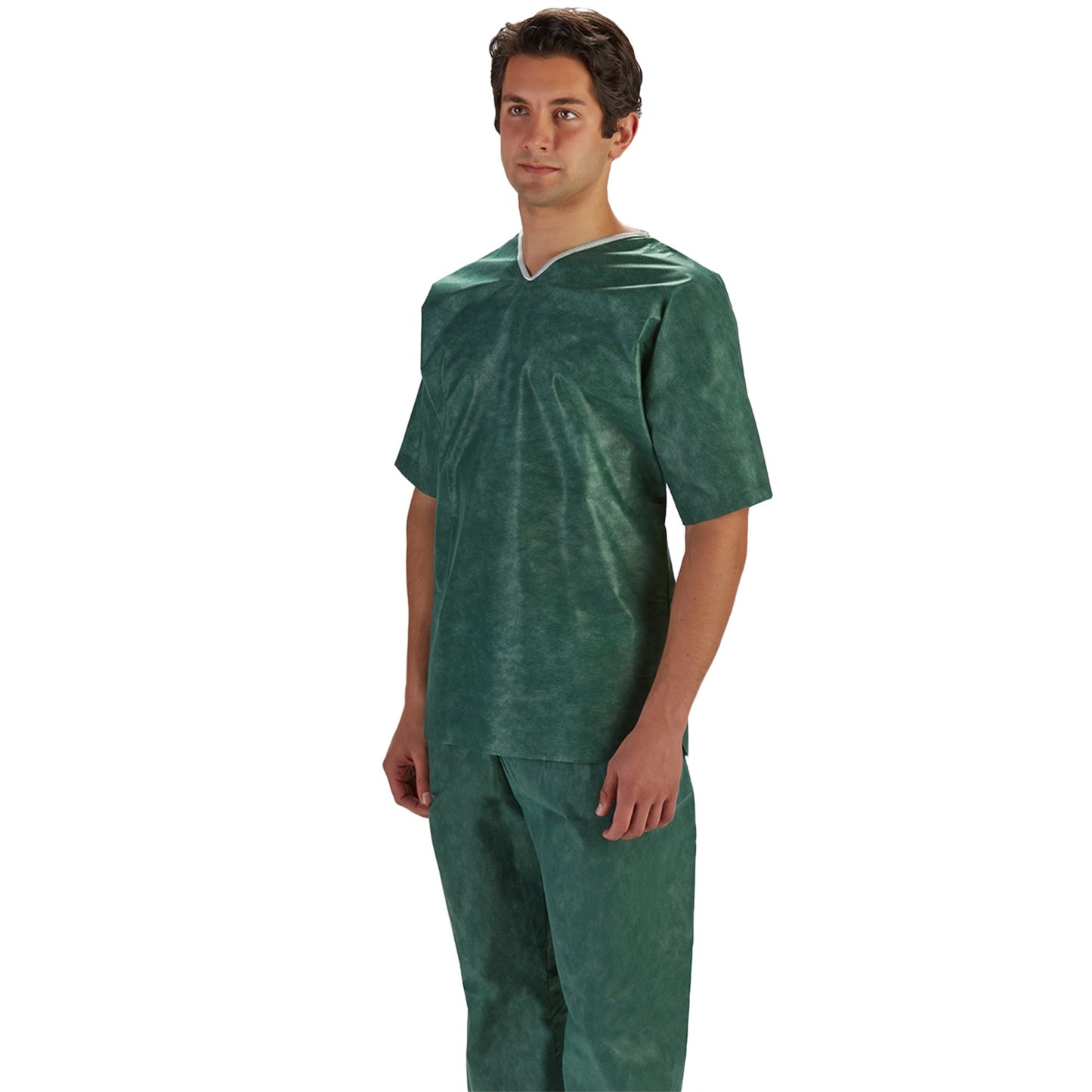 SHIRT, SCRUB NONWOVEN V-NECKNO PCKT DRK GRN SM