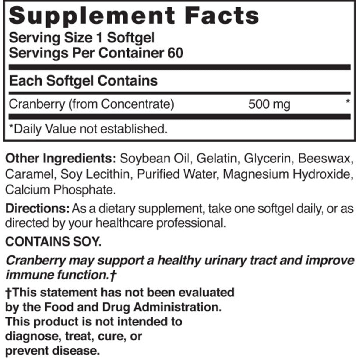 CRANBERRY, CAP CONC 500MG