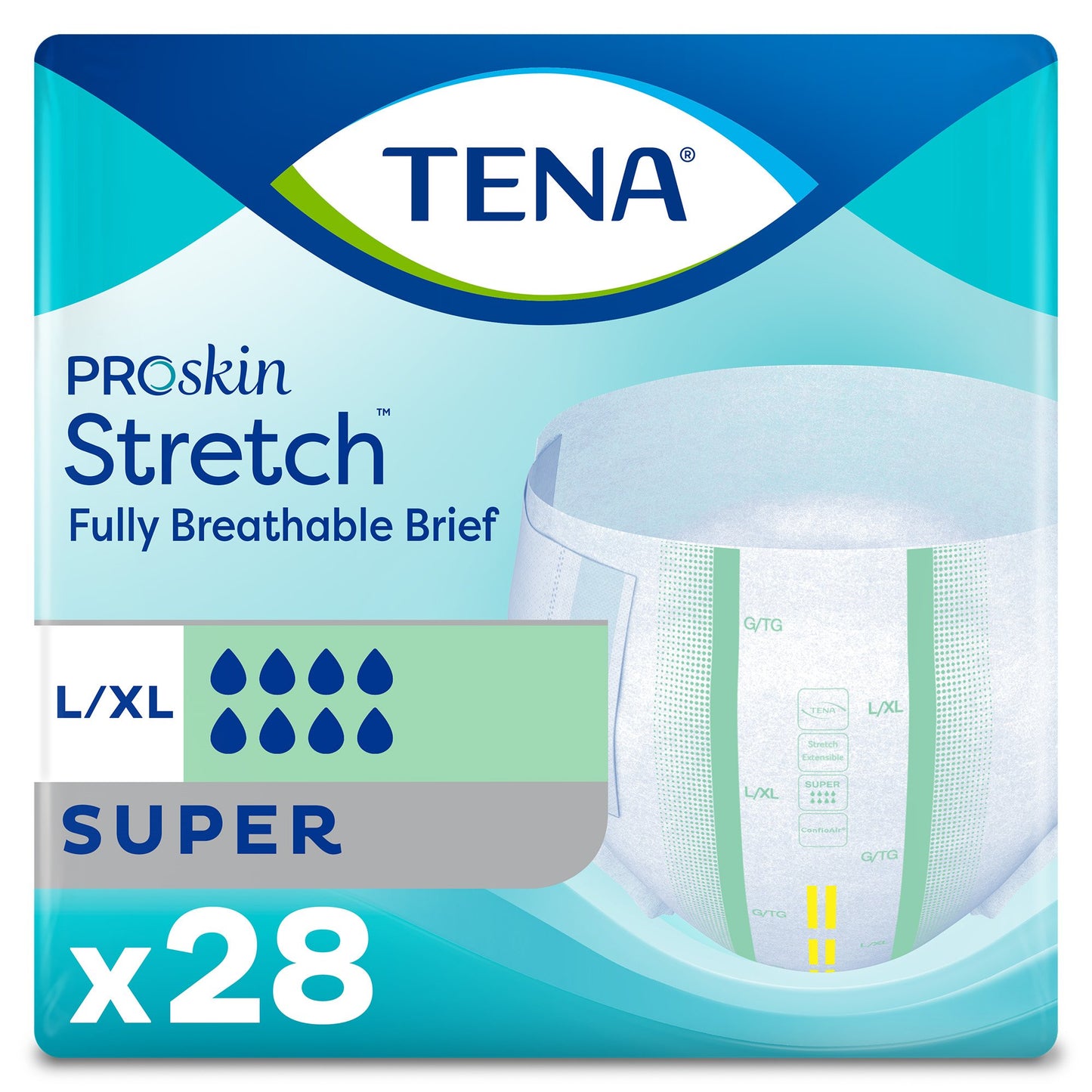 BRIEF, TENA SUPER STRCH LG/XLG