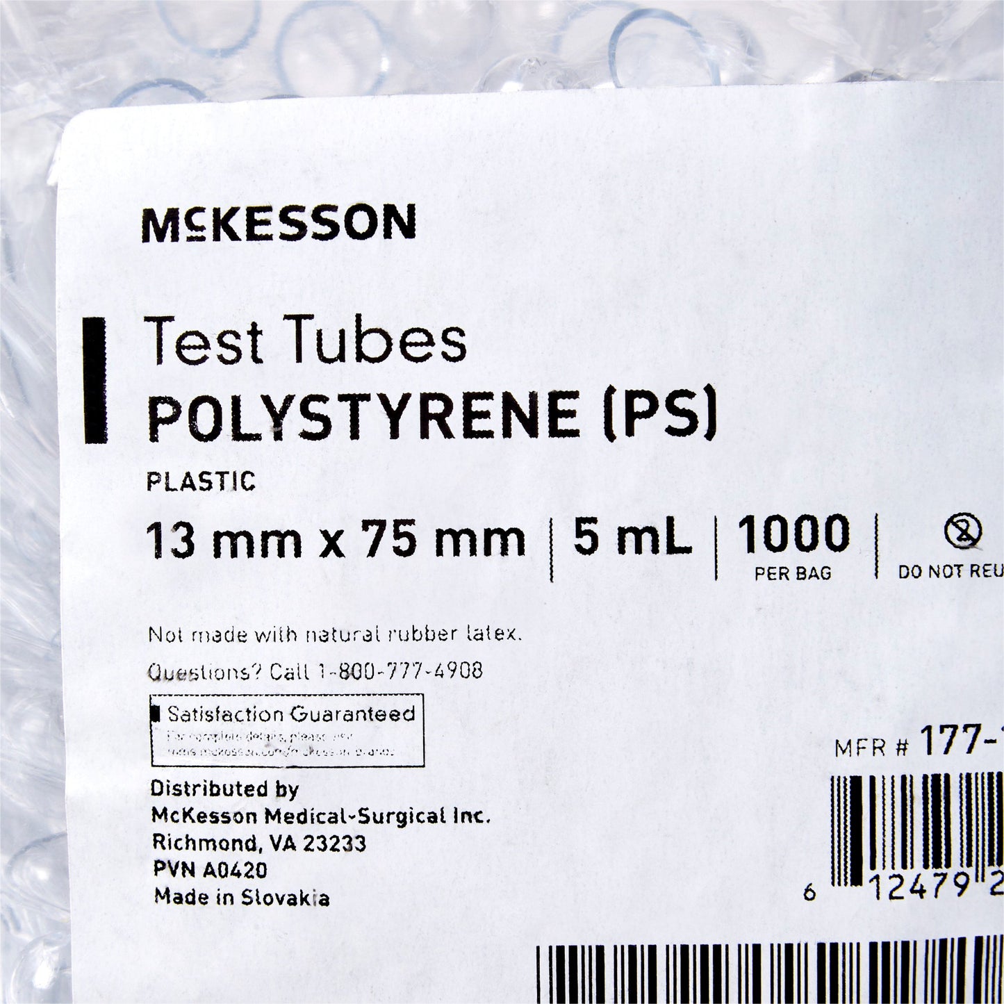 TUBE, POLYSTYRENE 13X75MM