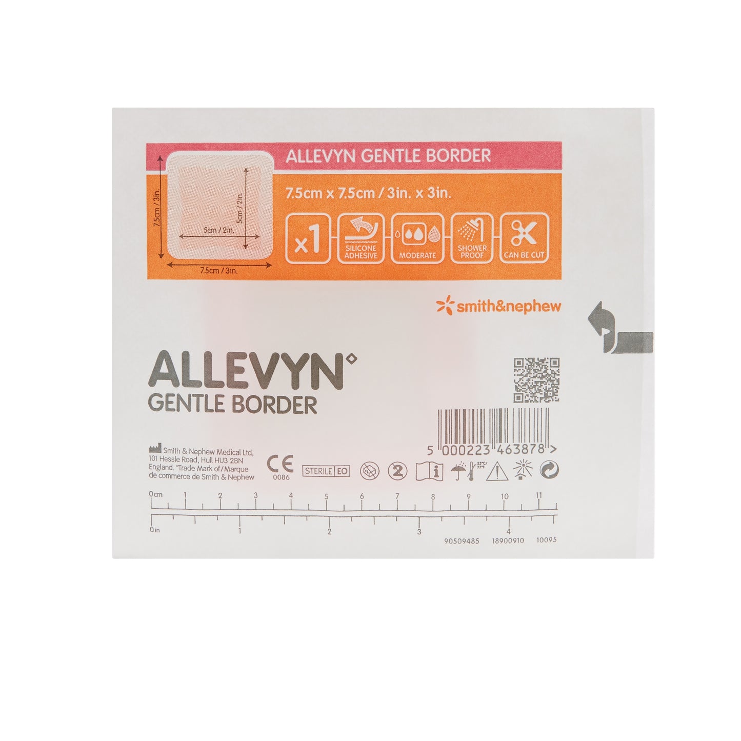 DRESSING, ALLEVYN GENTLE BRDR3"X3"