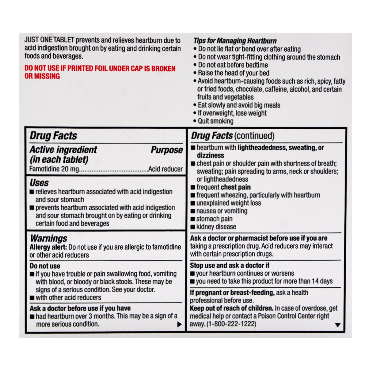 HEARTBURN RELIEF, TAB 20MG