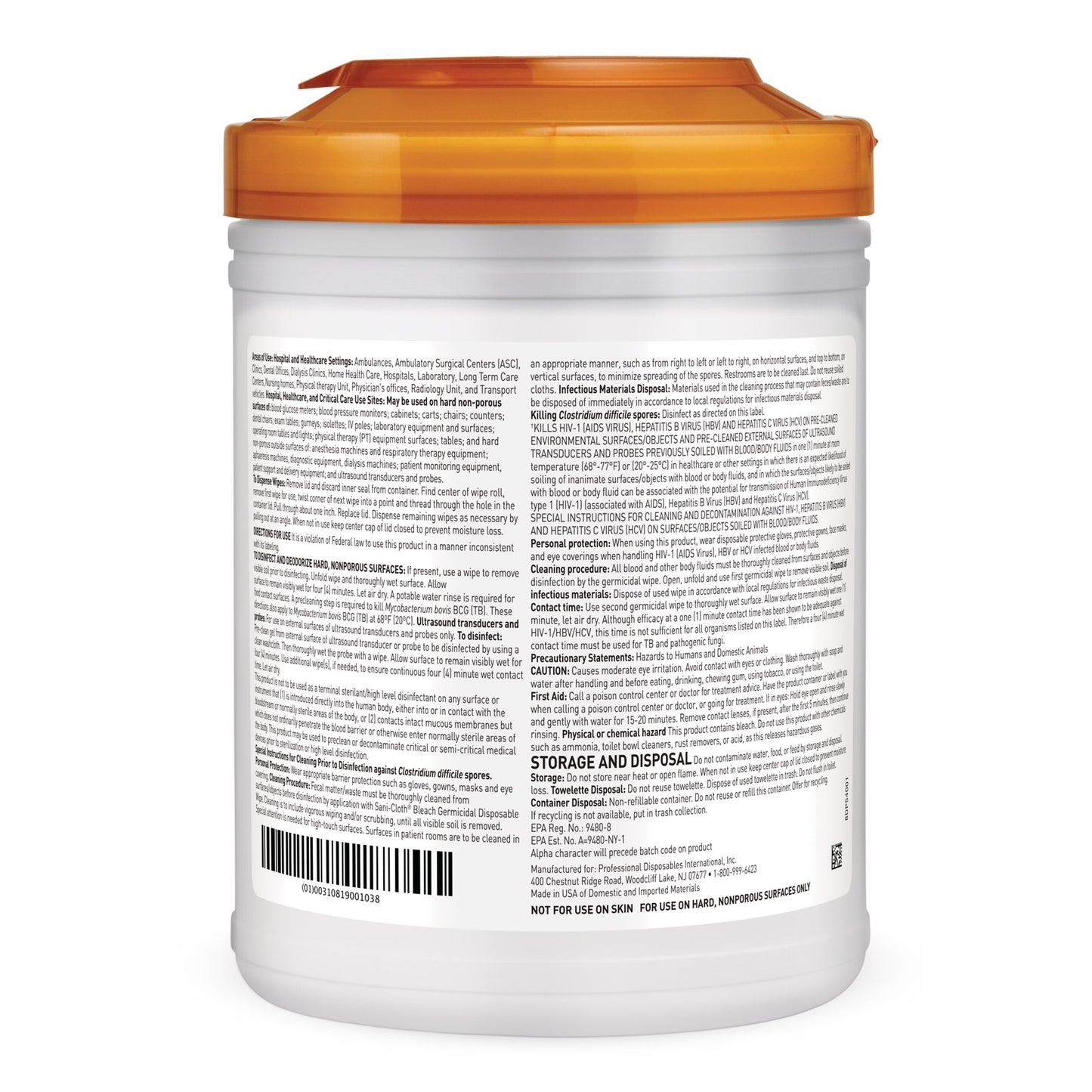 WIPE, SANI-CLOTH BLEACH GERMICIDAL