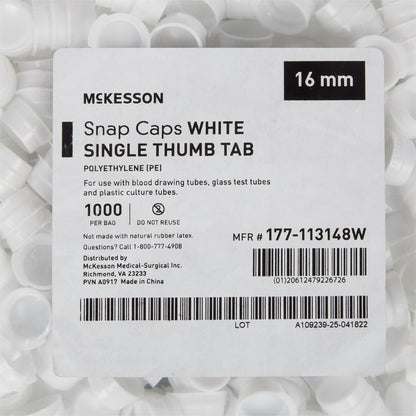 CAP, VAC TUBE WHT 16MM