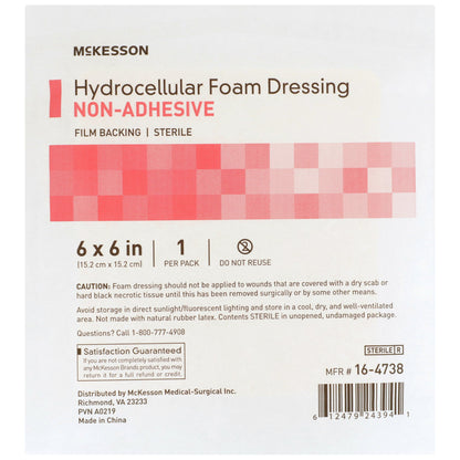 DRESSING, HYDROCELLULAR FM N/ADH W/FILM BCK 6"X6"