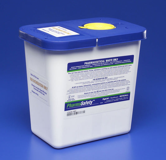 CONTAINER, SHARPS PHARMA WHT/BLU 2GL W/HINGED LID