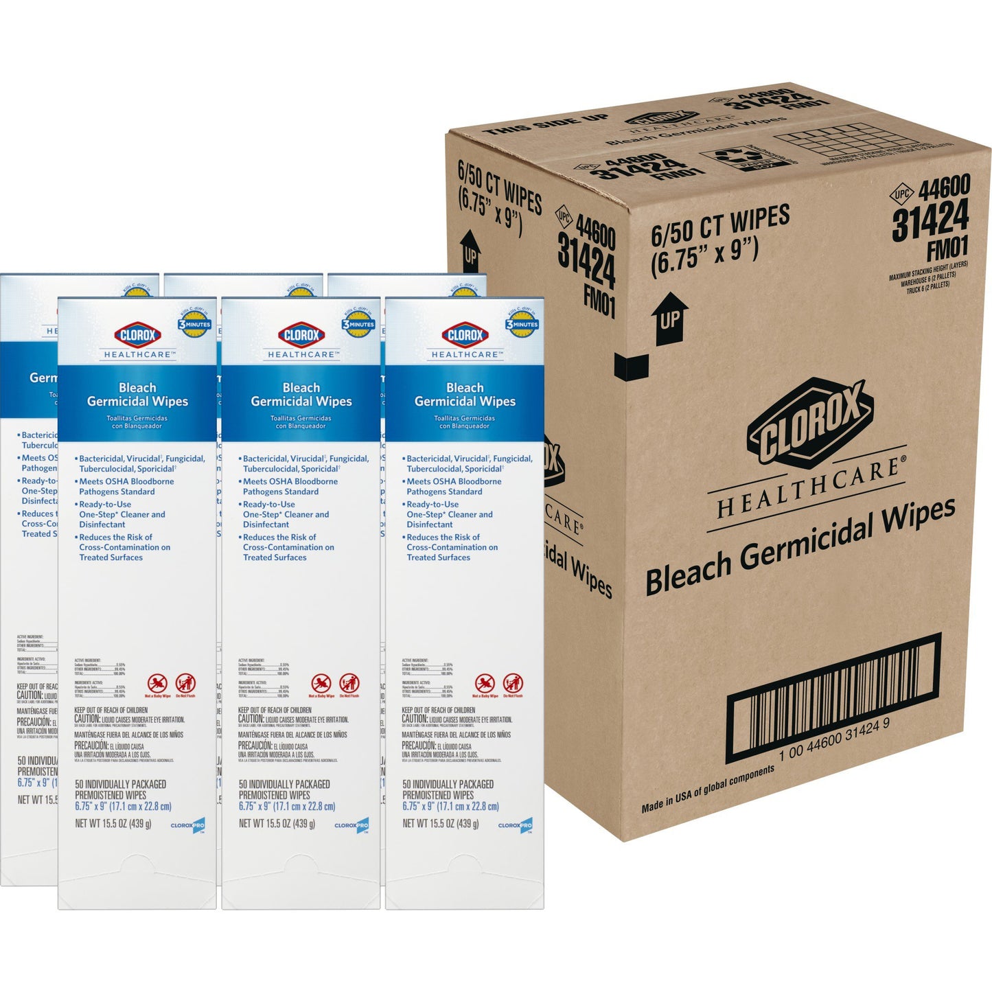 WIPE, DISINF CLOROX WHT 6.7"X9"