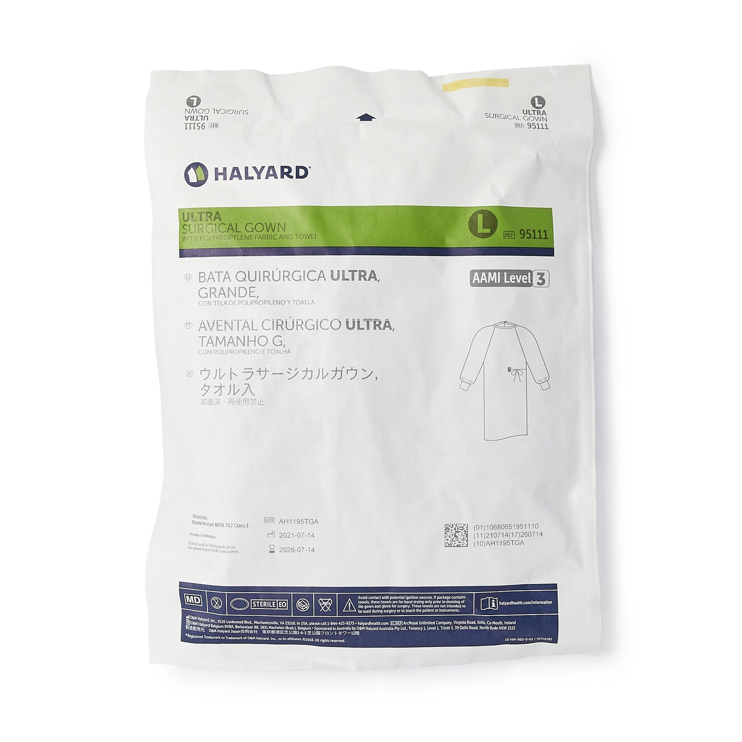 GOWN, SURG ULTRA STD BLU LG