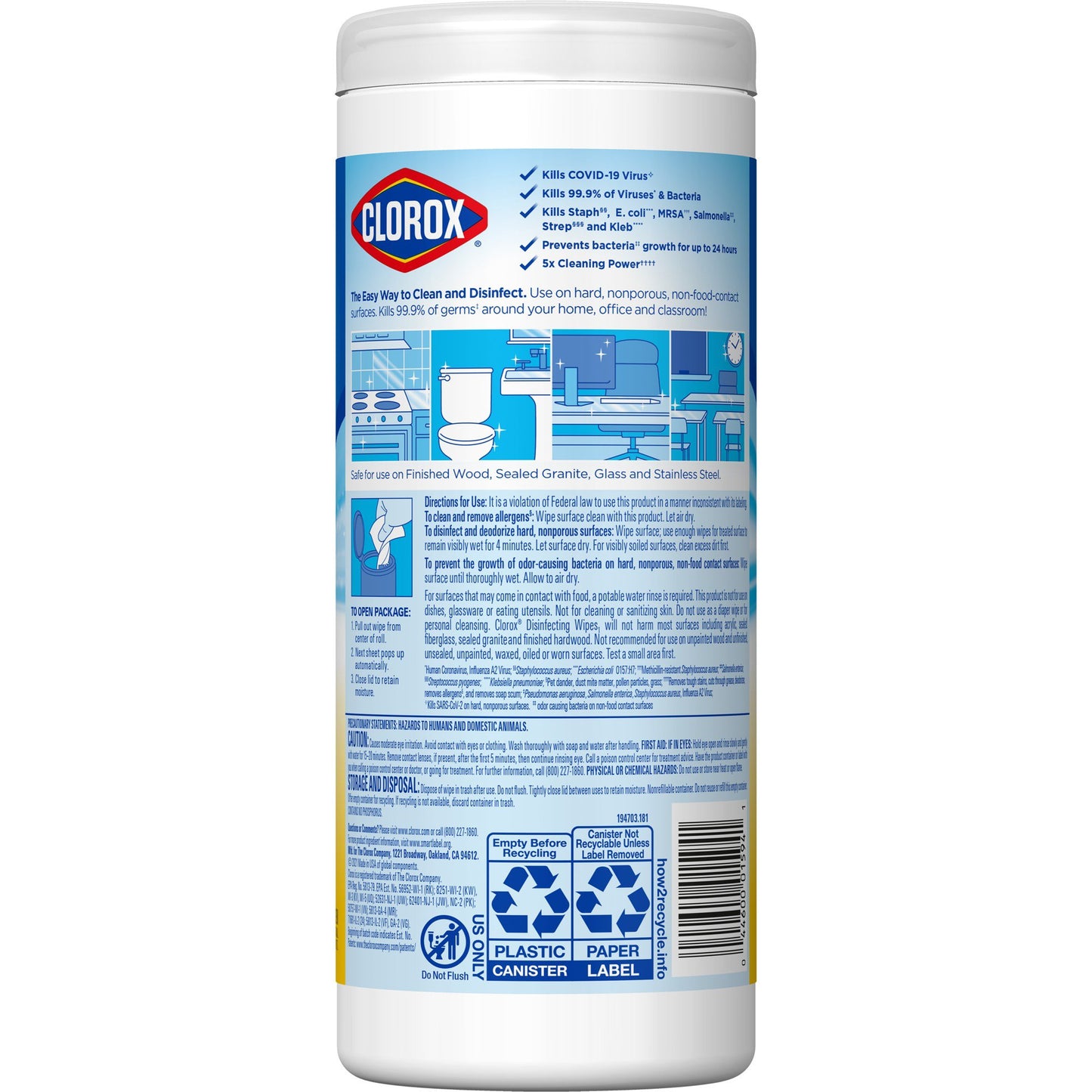 WIPE, CLOROX DISINF LEMON FRESH