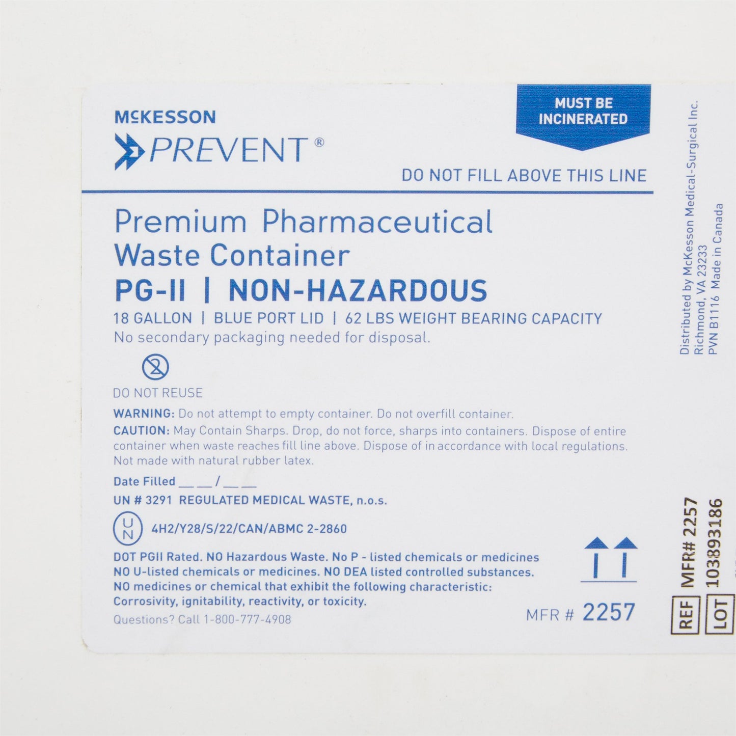 CONTAINER, SHARPS PHARMA WHT/BLU 18GL