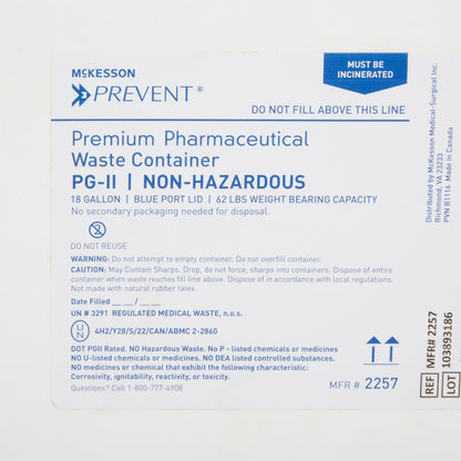CONTAINER, SHARPS PHARMA WHT/BLU 18GL