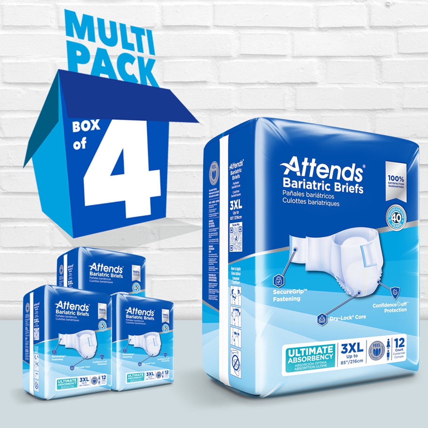 BRIEF, BARIATRIC ULTIMATE ABSORBENCY 3XLG 85"