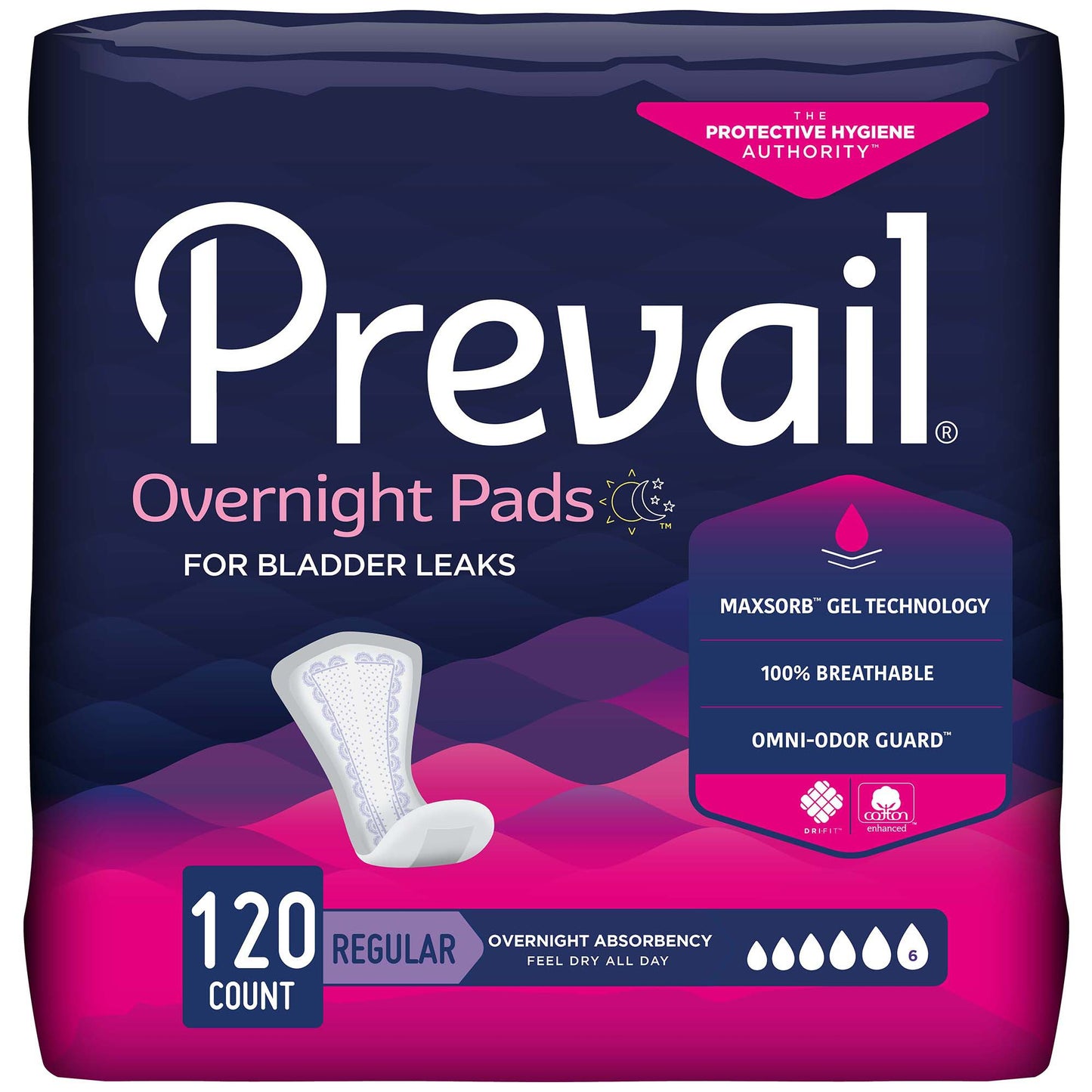 PAD, BLADDER CONTROL PREVAIL OVERNIGHT LNG 16"