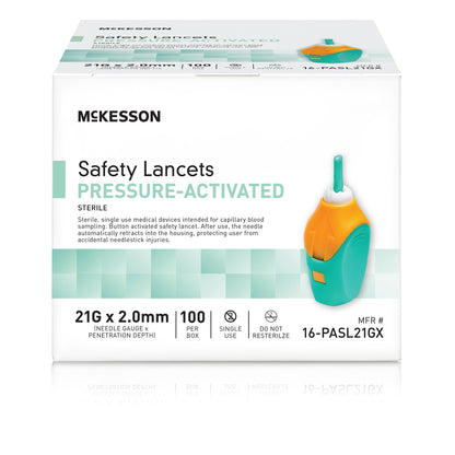 LANCET, SAFETY PRESS ACTIV GRN2.0MM 21G