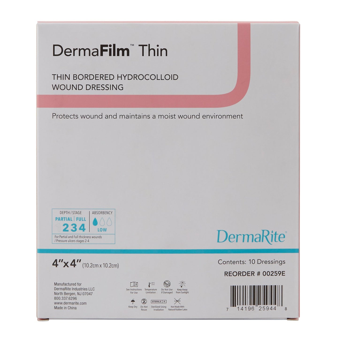 DRESSING, DERMAFILM W/BORDER THIN 4"X4"