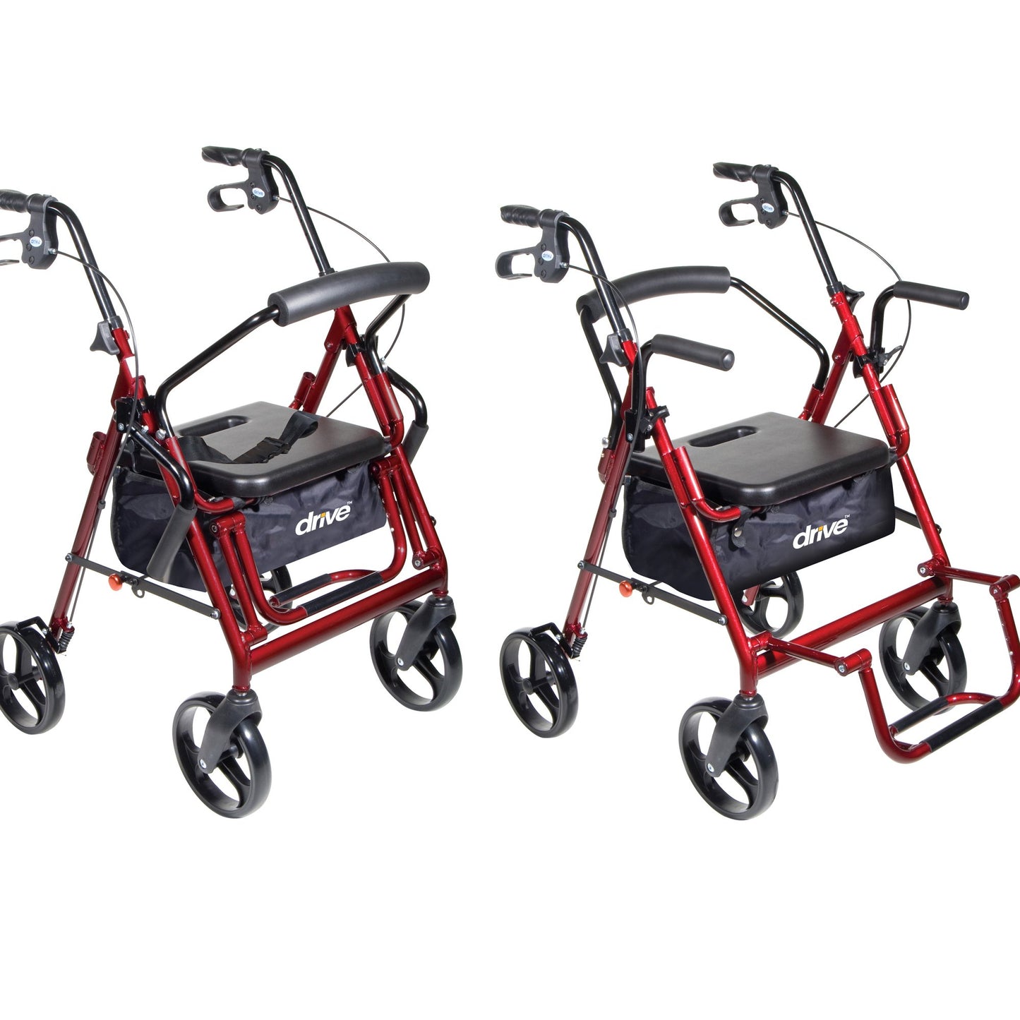 CHAIR, ROLLATOR/TRANSFER BURGUNDY W/8" CASTERS DRVMED