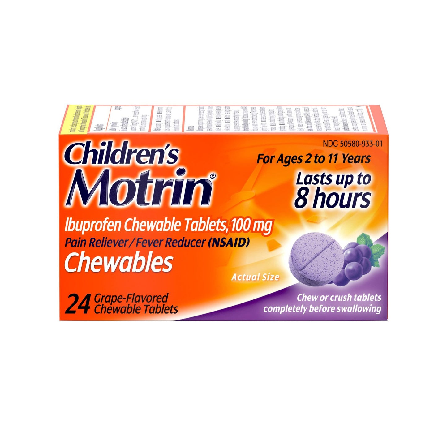 MOTRIN, TAB CHEWABLE CHLD GRAPE 100MG