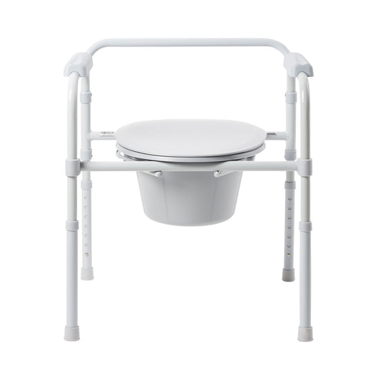 COMMODE, FLD STL FRAME GRY 350LBS
