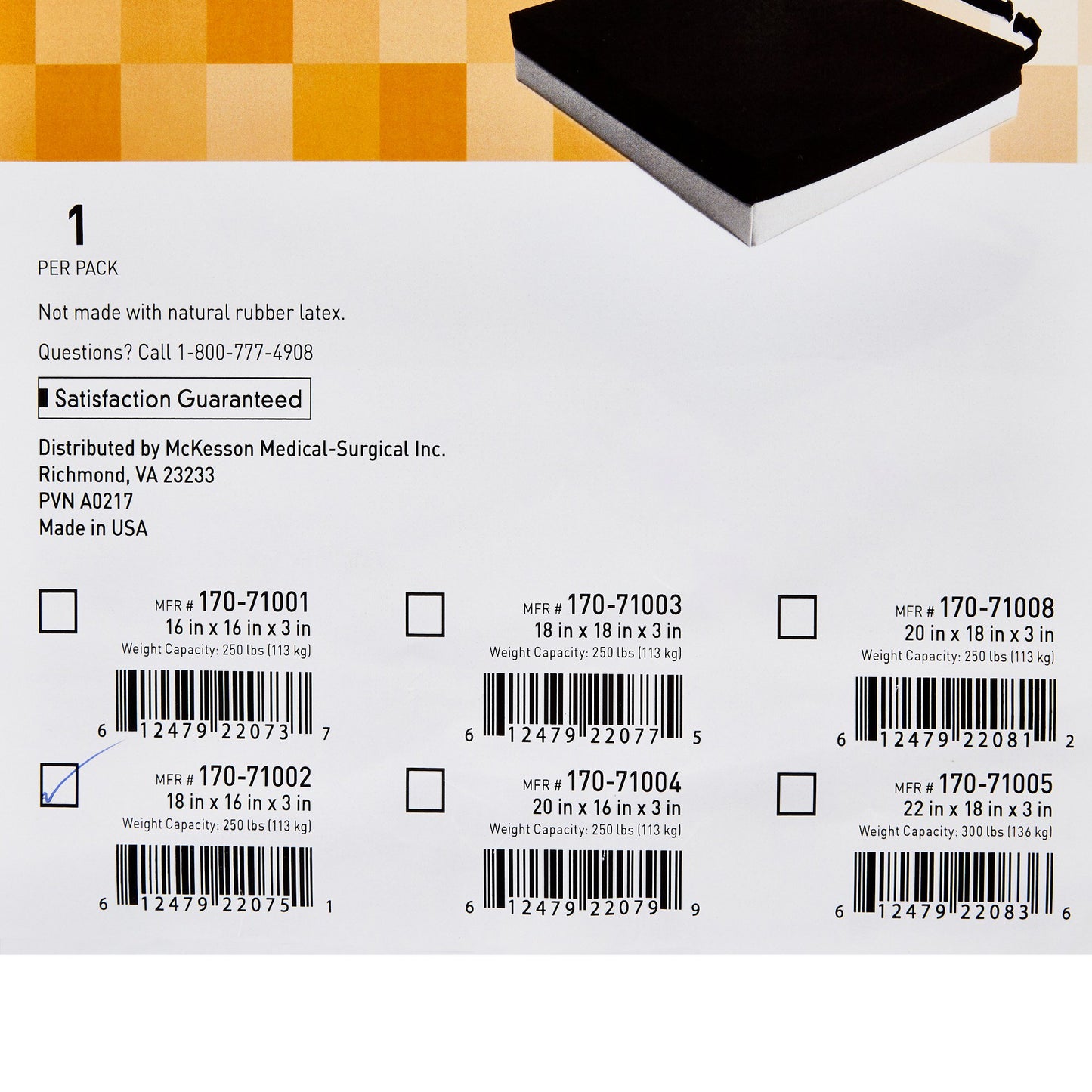 CUSHION, SEAT PROTEKT FM 18"X16"X3"