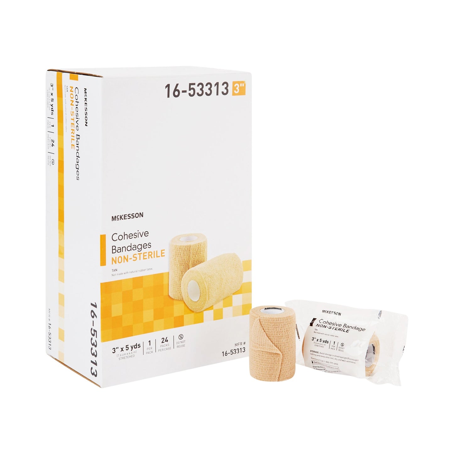 BANDAGE, COHESIVE N/S LF TAN 3"