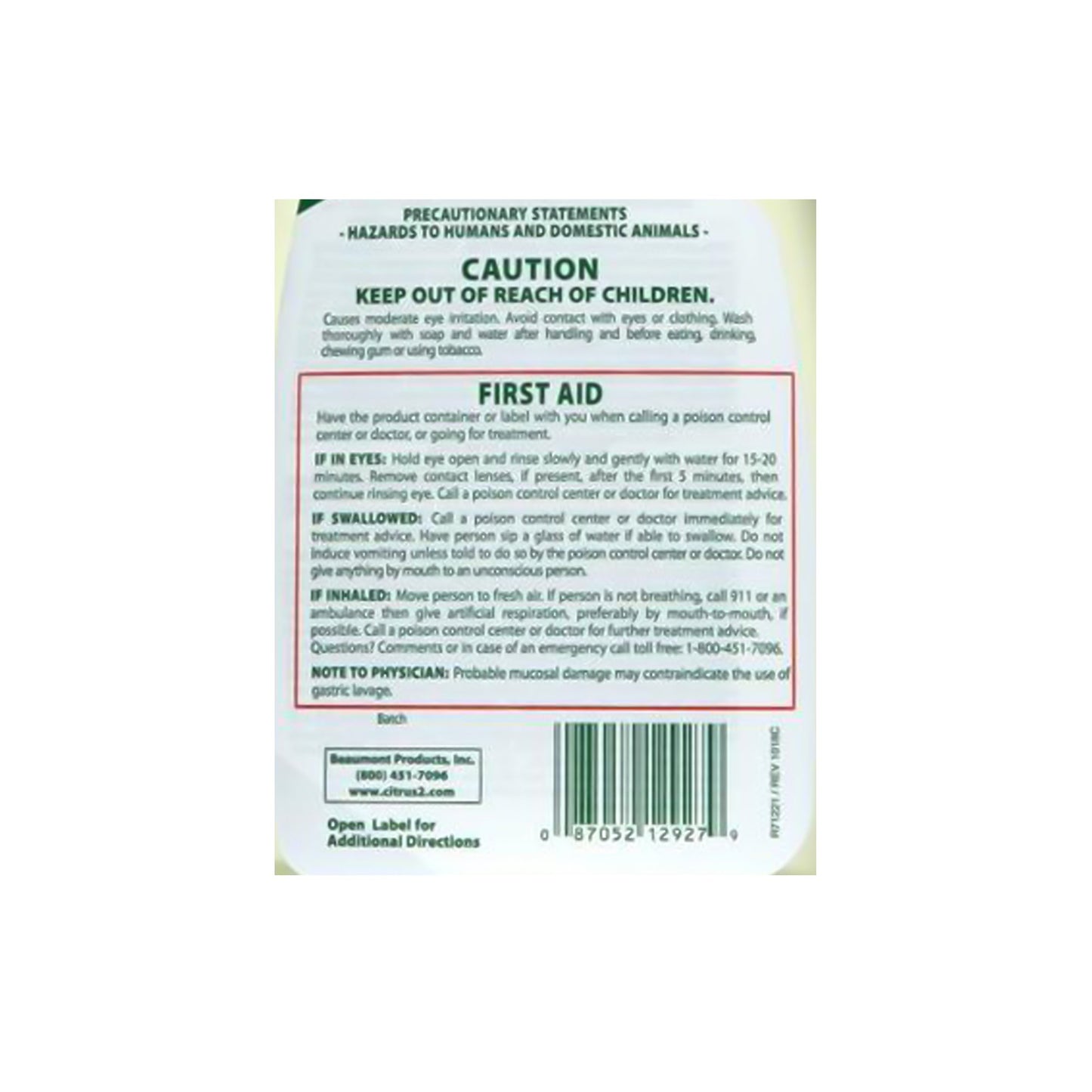 GERMICIDAL, CITRUS II 22OZ7754 BEAUMT