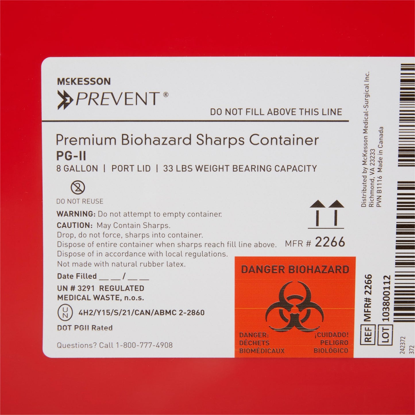 CONTAINER, SHARPS RED 8GL