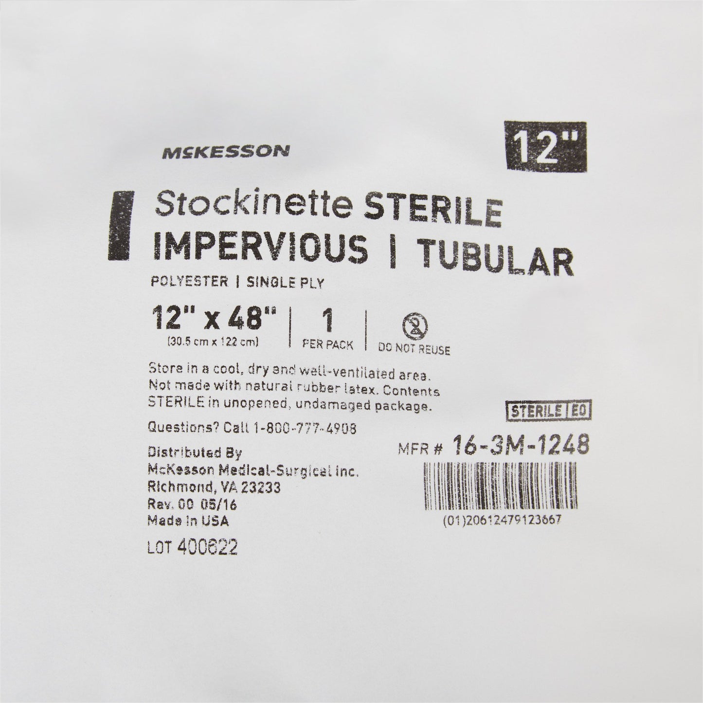 STOCKINETTE, IMPERV STR 12"X48"