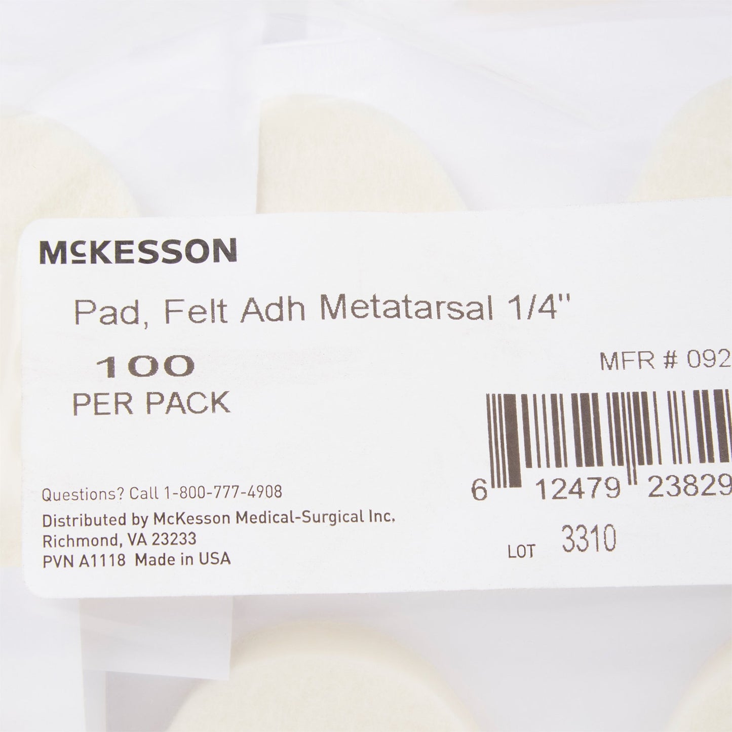 PEDI-PAD, FELT ADH WHT #106-LG"1/4"