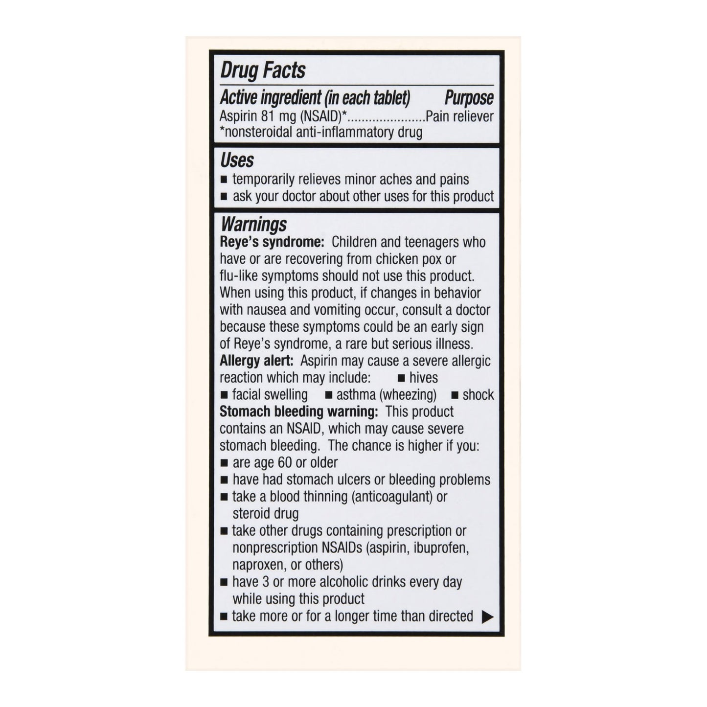 ASPIRIN EC, TAB FT SM LOW STRNTH81MG