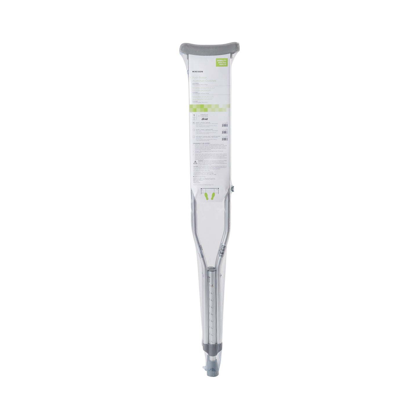 CRUTCH, ALUM PSH-BTN ADJ ADLT350LB