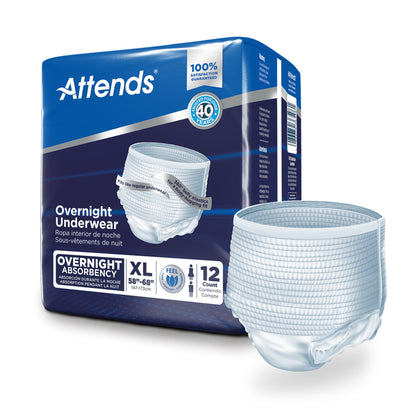 UNDERWEAR, INCONT OVERNIGHT W/LEAKAE XLG
