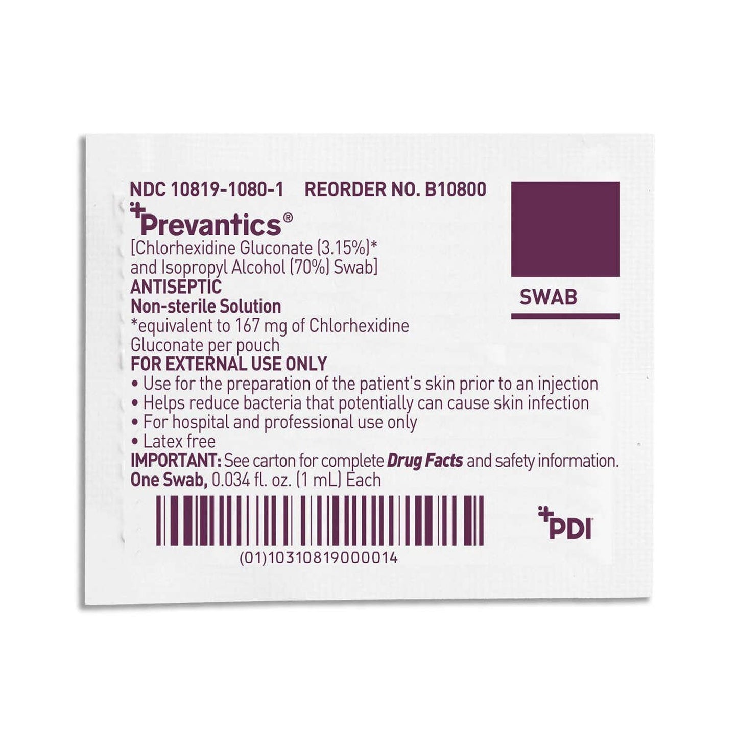 PAD, SWAB PREVANTICS 1ML