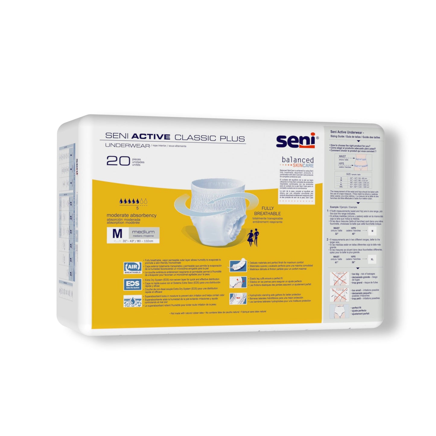UNDERWEAR, INCONT ACTIVE CLASSIC+ MED 31"-43"