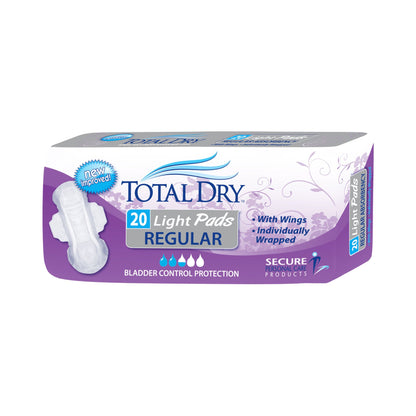 PAD, INCONT TOTALDRY LT RGE W/WNGS