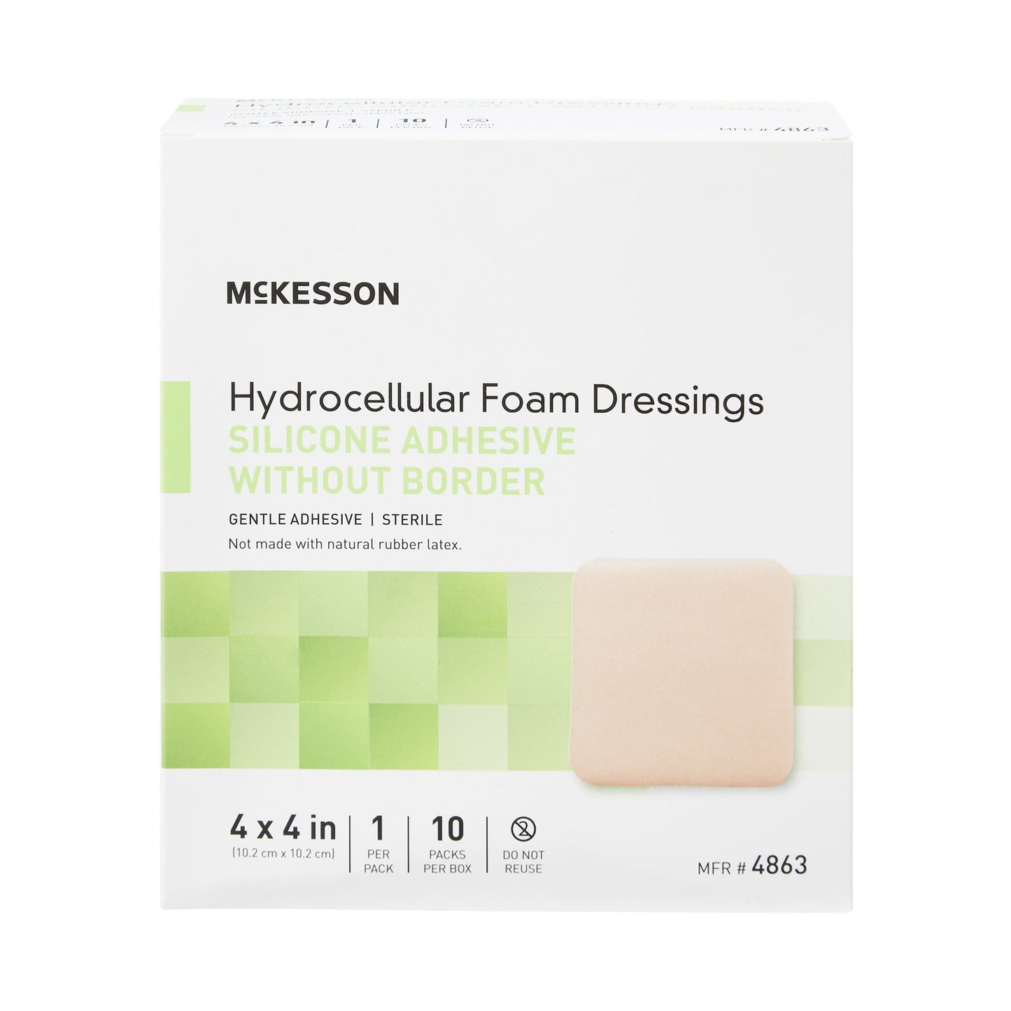 FOAM, ADH SIL W/O BORDER 4"X4"
