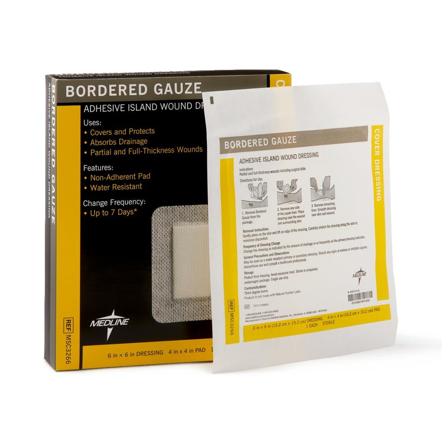 GAUZE, BORDERED STR 6"X6"