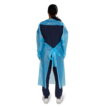 GOWN, PE/FILM NR W/THUMB LOOPCUFF/OPN BCK OSFM