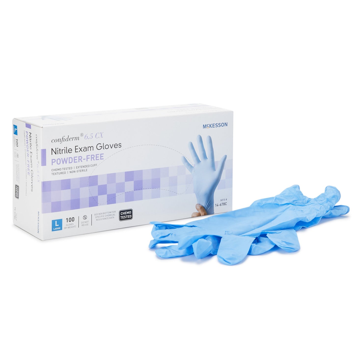 GLOVE, EXAM NTRL LG N/S EXTCFCHEMO 6.5CX