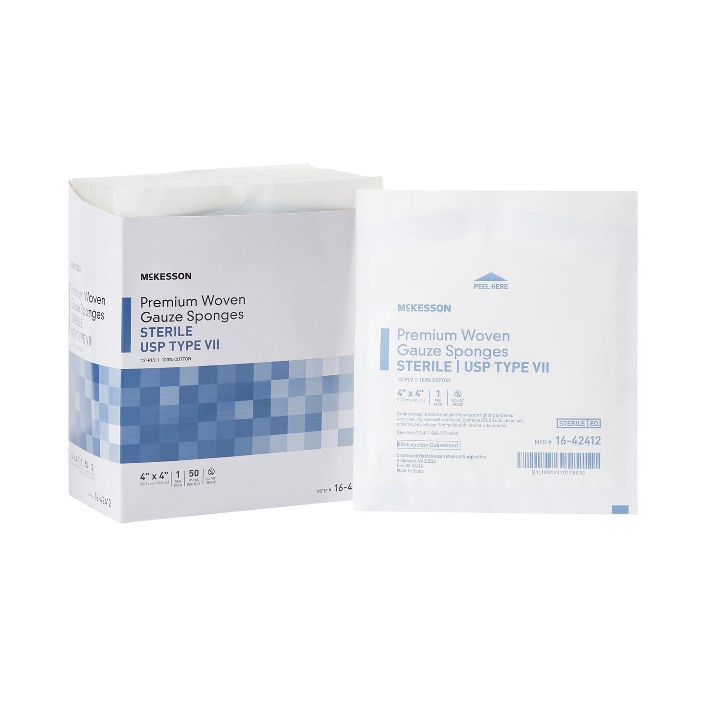 SPONGE, GAUZE TYPE-VII 12PLY STR 4"X4"