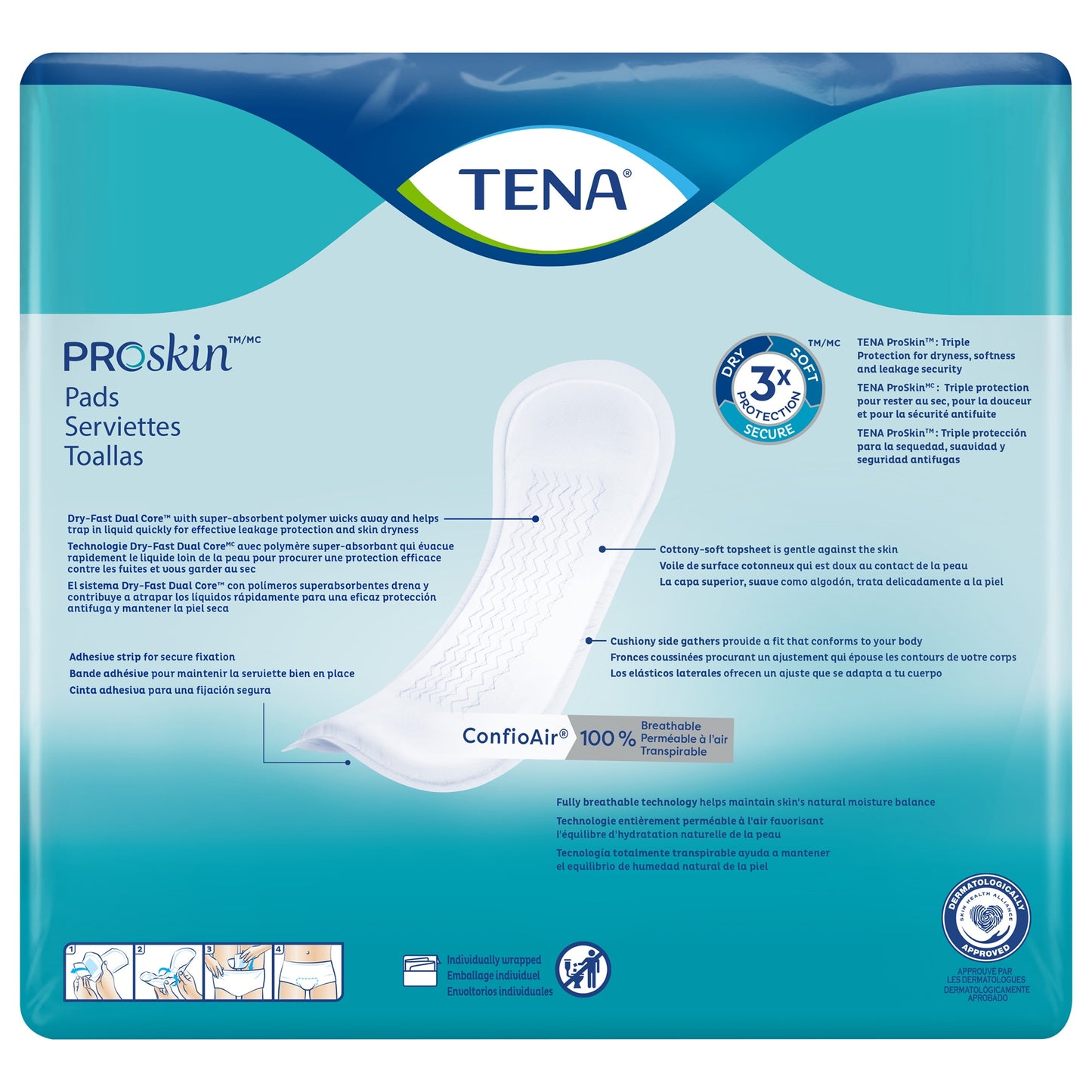 PAD, LT TENA DRY FAST CORE ADHESIVE STRIP